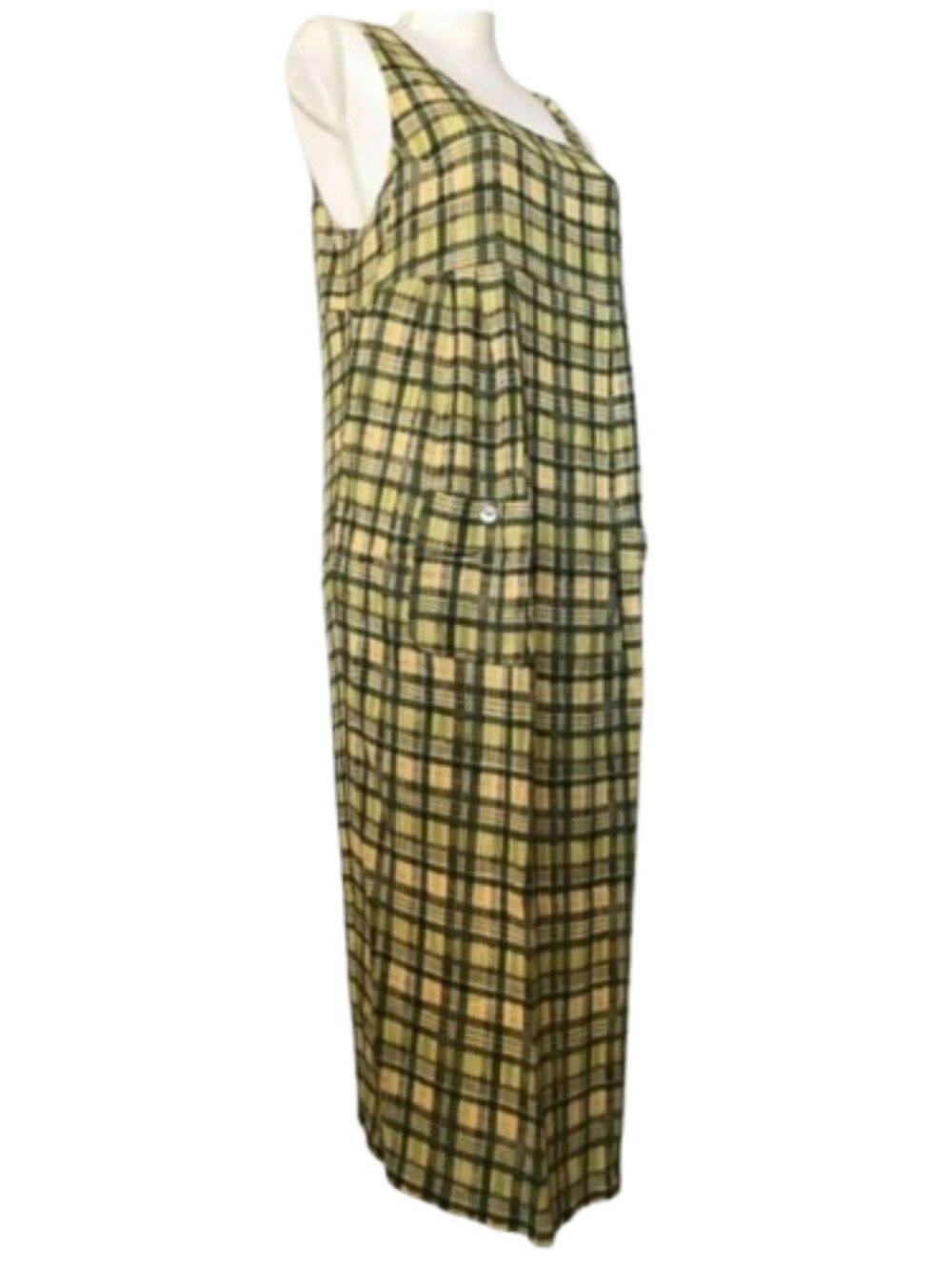 Plaid Maternity dress TETE A TETE European sleeveless Maxi Pregnancy Green